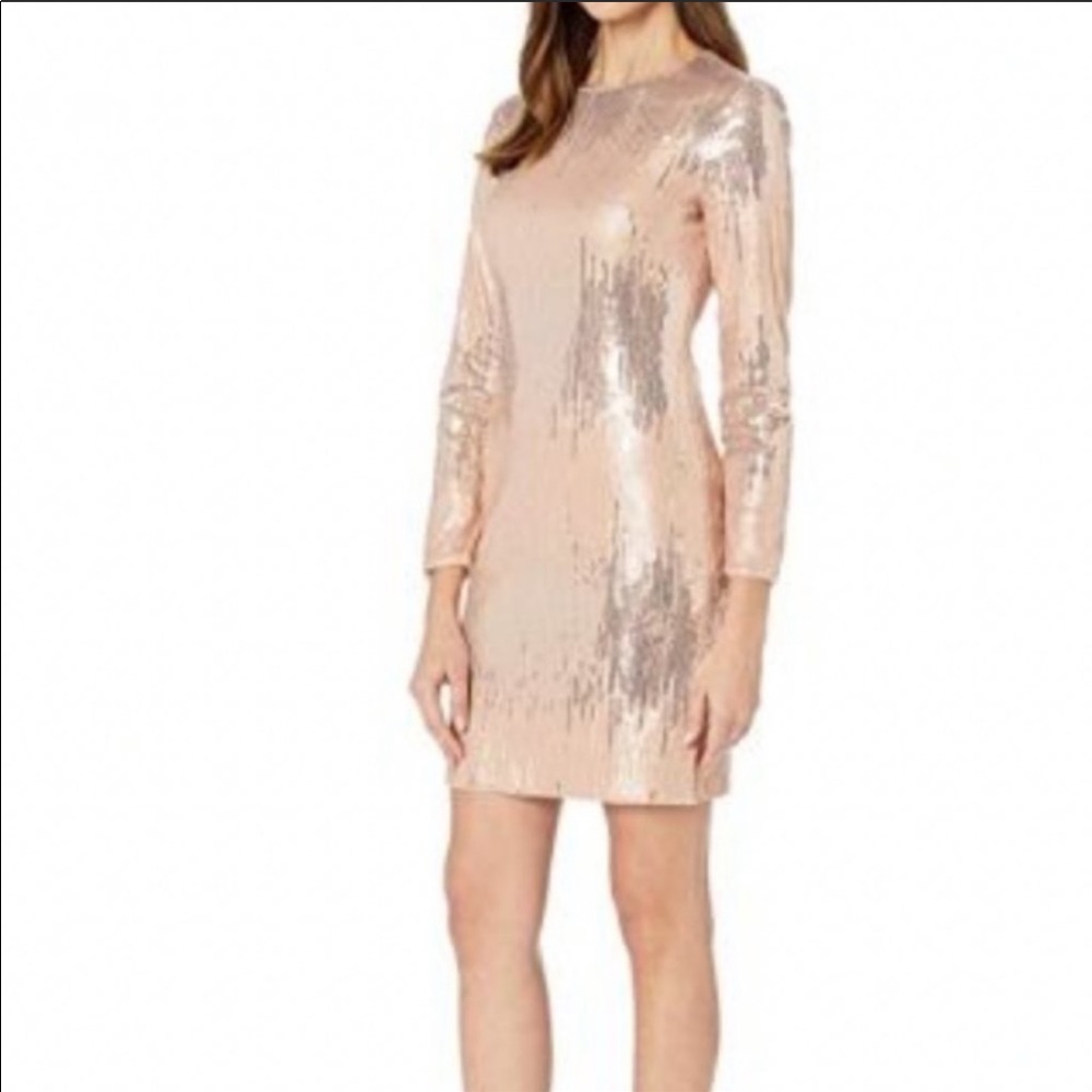 NWT Vince Camuto Ombré Blush Sequin Mini Dress 2